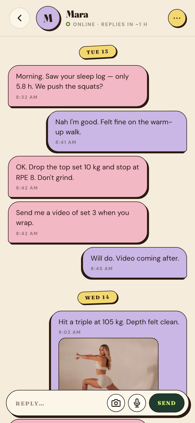Coaching chat thread